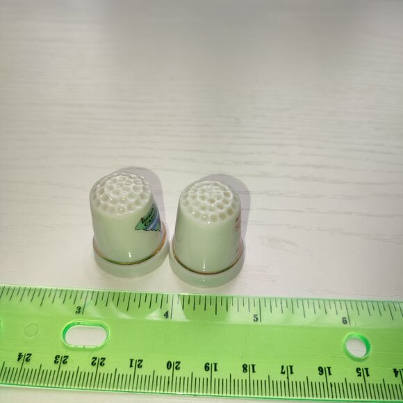 Lot 2 Pcs South Carolina Thimbles Vintage Collectible Ceramic Map Myrtle Beach - Picture 5 of 6